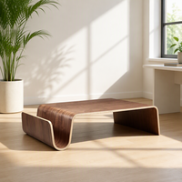 Table basse simple en bois courbé, grande table à thé incurvée, mobilier de loisirs contemporain en bois pour salon