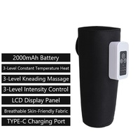 Masseur de jambes électrique à compression d'air avec chaleur et massage par pétrissage, masseur de mollets rechargeable 2000 mAh avec fonction minuterie