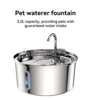 Fontaine à eau pour animaux 3.2L Distributeur automatique d'eau pour animaux de compagnie Chat 304 Acier inoxydable Fontaine à eau pour chien et chat 3L pour chaton