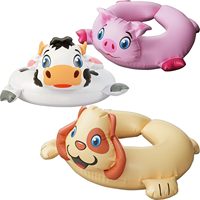 Lot de 3 flotteurs gonflables en forme d'anneau pour enfants et tout-petits, âges 3-8 ans, motifs animaux de dessin animé (porc, chien, vache), jouets aquatiques