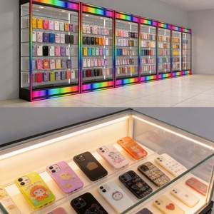 Expositor de Tabaco de Acrílico con Vitrina de Vidrio Templado Personalizada, Iluminación LED de Color en la Base, Exhibidor de Productos para Tiendas de Tabaco - Product Image 4