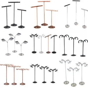 Lot de 3 présentoirs à bijoux en métal pour boucles d'oreilles, support de présentation blanc/marron/noir/argenté pour boucles d'oreilles en cristal - Product Image 1