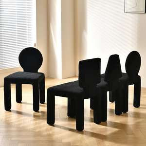 Fundas de silla de escritorio de oficina de tela de terciopelo negro de alta calidad de diseño italiano para muebles del hogar estilo contemporáneo para sala de estar - Product Image 5