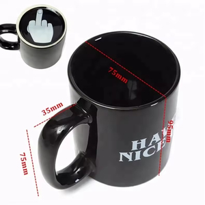<strong>Middle</strong> <strong>Finger</strong> Creative Ceramic Water Cup with Printed Design Bottom Large-Capacity Office Water Cup and <strong>Mug</strong> - Product Image 2