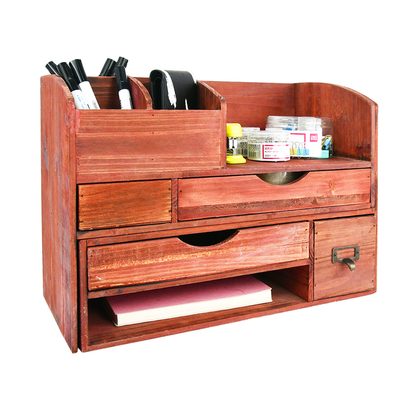 Large Adjustable Wooden Office Desk Organizer