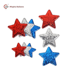 Applique e fermagli per capelli a stella gonfiata con glitter rosso, bianco e blu, ornamenti a stella con paillettes patriottiche, per feste del 4 luglio e del Giorno dell'Indipendenza - Product Image 1