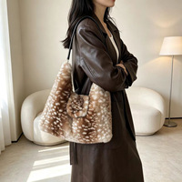 Nouveauté 2027 Sac à bandoulière en peluche douce grande capacité pour femme, style coréen, sac sous le bras à sangle unique en peluche douce
