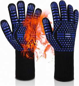RAYBIN Customized Printed Reversible Fireproof Canvas Heat Resistant BBQ <b>Gloves</b> for Grill Premium - Product Image 1