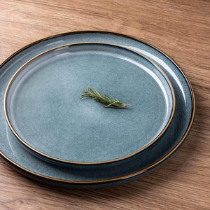 Bán Buôn Giá Tùy Chỉnh Bắc Âu Màu Xanh Phản Ứng Men Đồ Đá Đặt Bữa Ăn Tối Gốm Tấm Món Ăn Bộ Đồ Ăn - Product Image 6