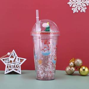 Gobelets à café en plastique à double paroi de 16 oz avec paille pour Noël, bouteille d'eau, gobelet isotherme - Product Image 4