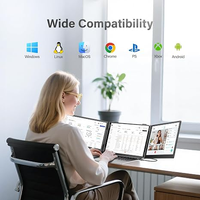 Moniteur portable pour ordinateur portable S10Pro 14'' FHD 1080P IPS, extension d'écran LCD triple, plug & play, multi-écrans