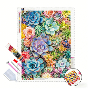 Kit <span class=keywords><strong>de</strong></span> Broderie Diamant OCHOICE à Couverture Complète pour Plantes Succulentes, Toile Haute Définition, Perles en Résine Écologique, Projet Artisanat DIY Relaxant - Product Image 1