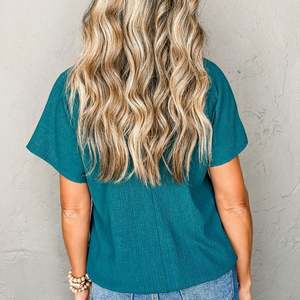 Venta al por mayor de encargo de las mujeres de verano Tops Casual camiseta de las mujeres ropa de color sólido de manga corta con cuello en V gran oferta de algodón liso camiseta - Product Image 3