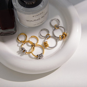 Boucles d'oreilles pendantes géométriques en acier inoxydable plaqué or 18 carats, bijoux de mode pour femmes <span class=keywords><strong>E926</strong></span> - Product Image 4