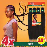 4X Extensions de cheveux synthétiques pré-étirées pour tressage facile, style Yaki Afro Jumbo, à double trame, pour tressage au crochet, pour femmes noires