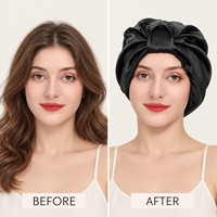 Bonnet de nuit en satin de soie synthétique doux avec bande torsadée élastique pour cheveux naturels, usage extérieur, extra large, double couche
