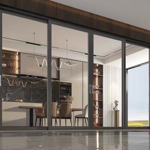 Porte <span class=keywords><strong>coulissante</strong></span> extérieure en aluminium à double vitrage Low-E insonorisée, fenêtres et portes standard, noir, Australie - Product Image 2