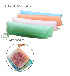 Sacs de conservation alimentaire en silicone réutilisables, pliables et autoportants, personnalisés OEM/ODM, 500ml/1000ml/1500ml, étanches et adaptés au congélateur - Product Image 4