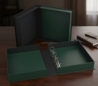 Porte-documents sur mesure en carton avec impression de logo, style archivage, boîte à rabat avec reliure à anneaux, fermeture magnétique, livre