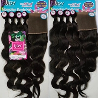 Lots de Mèches Mélangées en Gros avec Closure 4*4 Style Bouclé Kinky Couleur Naturelle Lots de Cheveux Bon Marché pour Femmes Noires