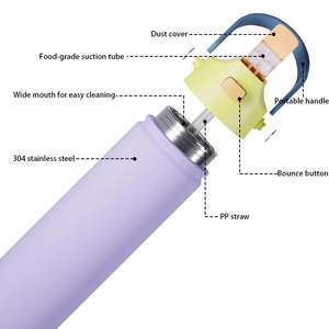 Bouteille d'eau isotherme en acier inoxydable à double paroi avec paille, personnalisable avec logo, pour le camping, 12oz 18oz 22oz 24oz 32oz 40oz - Product Image 6