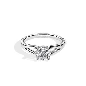 แหวนเพชรโมอิสทรงกลมสุดหรูสำหรับสตรีแหวนชุบโรเดียมชุบทองคำขาวเครื่องประดับสำหรับงานแต่งงาน - Product Image 1