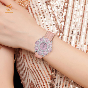 Reloj de Cuarzo para <span class=keywords><strong>Mujer</strong></span> con Diamantes Rosados, Movimiento Suizo, Plata S925, Chapado en Oro de 18K, Joyería con Flores, Correa de Cuero, Regalo para <span class=keywords><strong>Mujer</strong></span> - Product Image 3