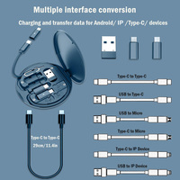Adaptador multiusb 6 en 1, kit de cable USB de carga retráctil, sincronización de carga rápida, transferencia de datos con almacenamiento de tarjeta SIM para viajar