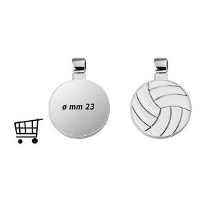 Colgante Redondo de Voleibol Plateado de 23 mm, Amuleto Deportivo para la Creación de Joyas - Product Image 1