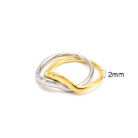 Bague Double doigt moderne en acier inoxydable plaqué or pour femme, Non ternie, vente en gros