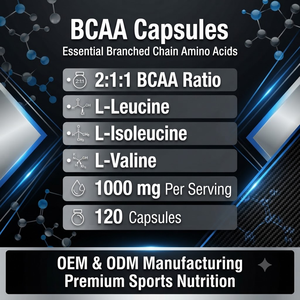 Cápsulas de Aminoácidos de Cadena Ramificada BCAA OEM ODM, 1000 mg, 120 Unidades, Etiqueta Privada al por Mayor - Product Image 3