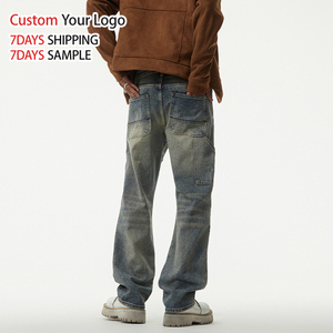 Jeans en denim streetwear personnalisés de haute qualité, coupe large, vintage délavé, style baggy droit pour hommes, vente en gros - Product Image 5