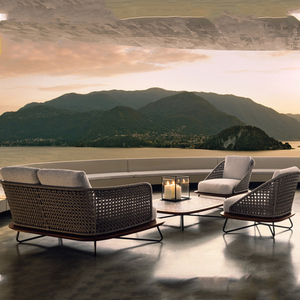 Luxe fête en plein air canne et bois canapé canapé jardin mobilier d'extérieur - Product Image 1