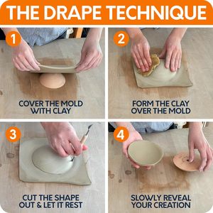 Secolorart Art Interchangeable Handle Create Bowls and <strong>Plates</strong> Wooden Pottery <strong>Clay</strong> Molds - Product Image 6