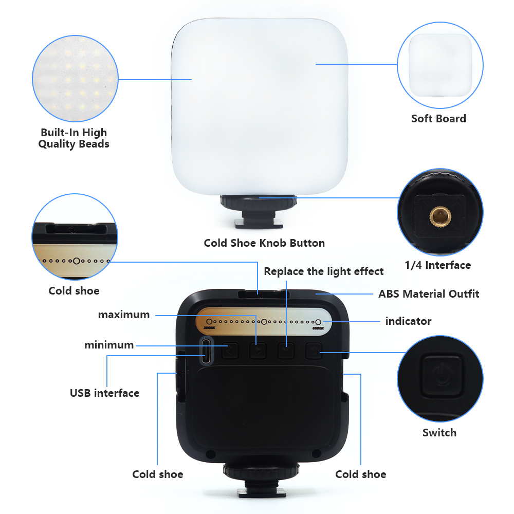 Hongdak New Led Camera Light Tri Color Photography Fill Lighting Portable Pocket Lights for Photo Video Vlog Conference