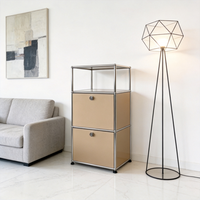 Meuble de rangement compact moderne en acier inoxydable, connectable, pour chambre et salle à manger, mini-unité de rangement pour cosmétiques à côté de la commode