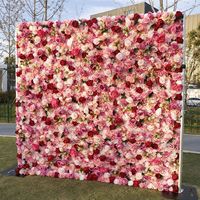 Mur de fleurs artificielles pour mariage 8ft x 8ft, en tissu rose Gypsophile et roses, Décoration murale 3D, Nouveauté, Romantique et Simple
