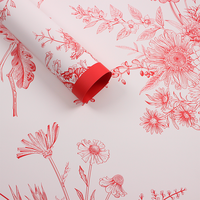 Papier d'emballage épais imperméable à fleurs roses imprimées pour cadeaux et artisanat