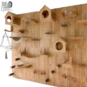 Massivholz-Katzenleiter zur Wandmontage ohne Bohren, Katzennest, Wasserholz-Liegehöhle, Katzenbaum-Kratzbaum, integrierter Katzenständer zum Springen - Product Image 1