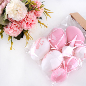 ชุดไข่อีสเตอร์พลาสติกสีชมพูและสีเขียวพิมพ์ลายไหมสไตล์โมเดิร์น ของตกแต่งบ้าน ของประดับตกแต่งเทศกาล - Product Image 2
