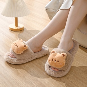 Transfrontalier pour <span class=keywords><strong>Amazon</strong></span> Ins ouvert mignon Animal fourrure en peluche pour pantoufles femmes maison intérieur <span class=keywords><strong>hiver</strong></span> en gros - Product Image 4