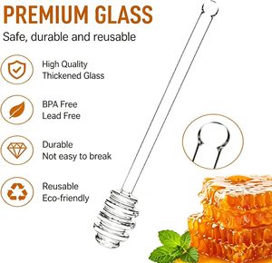 Cuillère à miel portable minimaliste écologique personnalisée en verre borosilicate de 3 pouces avec agitateur et bâtonnets à miel pour cadeaux d'affaires - Product Image 4