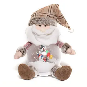 musical fabric snowman Santa doll Merry Christmas craft with music snowing for decoration