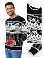 Pull de Noël moche pour homme FNJIA, motif renne et flocon de neige, épais, chaud, tricoté, col confortable, idéal pour les fêtes et les cadeaux