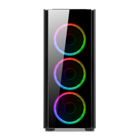 AntarcChill New Computer Cabinet Cooling Fan and RGB Chassis Pc With Tempered Glass Good Quality Pc Black Desktop Stock Pc Case
