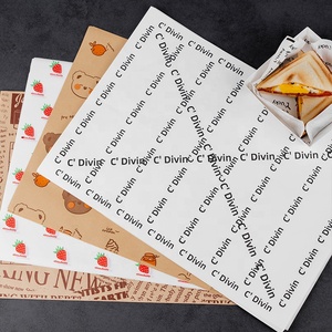 Biểu Tượng Tùy Chỉnh In Chất Lượng Cao Không Thấm Mỡ Giấy Gói Burger Bánh Sandwich Thực Phẩm Wrapper Baking Bọc Sáp Tráng Giấy - Product Image 2