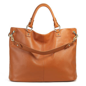 Bolso Tote de Cuero Genuino Estilo Simple, Bolsos Grandes de Lujo para Mujer, Bolsos de Hombro Casuales Grandes para Mujer - Product Image 1