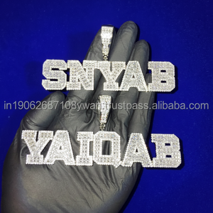 สร้อยคอจี้รูปตัวอักษรบาแกตต์ประดับเพชรที่ปลูกในแล็บตามสั่งจี้ชื่อเริ่มต้นเครื่องประดับฮิปฮอปสำหรับผู้ชายและผู้หญิง - Product Image 1