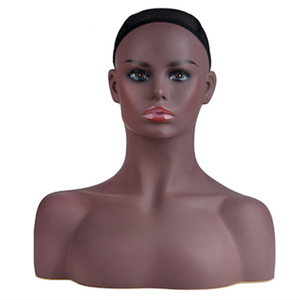 Prix de gros Femmes Africaines Réaliste Bronzage Peau De Maquillage D'affichage de Perruque Mannequin Perruque Tête avec épaules - Product Image 1