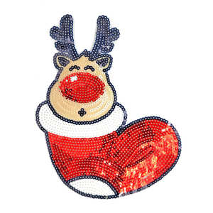 Renne dans la conception de botte de Noël Patch de vacances à paillettes - Product Image 6